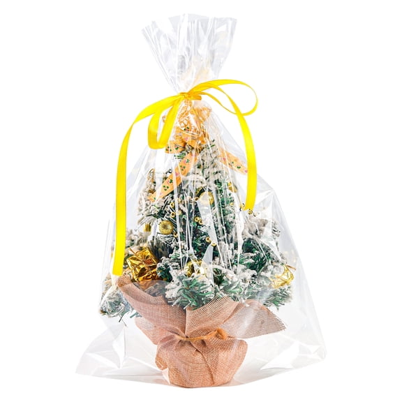 Cellophane Wrap Bags 10 Pack, Large 12x18 Inch Clear Plastic Gift Bags for Gift Baskets, Birthday, Baby Shower, Graduation, Wedding