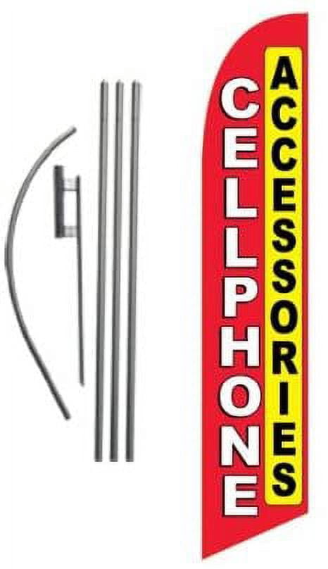 Cellphone Accessories Advertising Feather Banner Swooper Flag Sign with Flag Pole Kit and Ground Stake