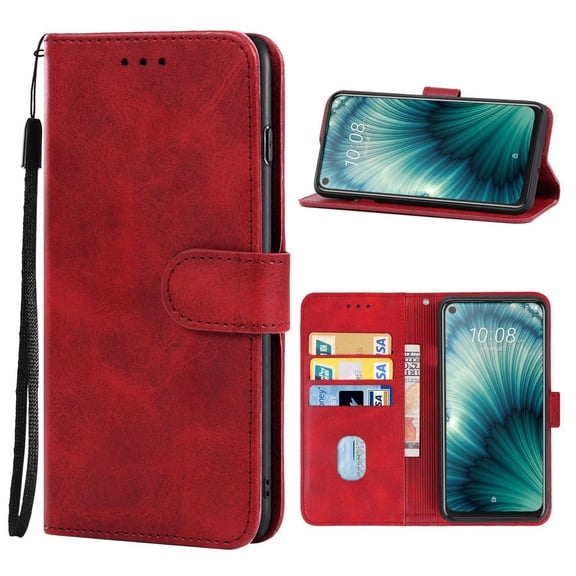 Cellphone Case Leather Phone Case For HTC U20 5G(Red) For HTC U20 5G