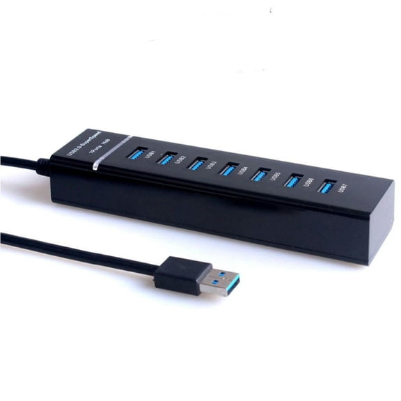Cellphone Home Office Convenient USB Hub Computer Accessory High Speed LED Lights ABS Plug Play 7 Port For Laptops Charging