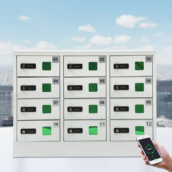 Cellphone Locker 12 Slots Charging Station Combination Lock for iPad Storage