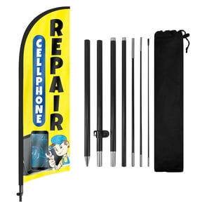 Cellphone Repair Advertising Feather Flags Banner 8Ft, Cellphone Repair Swooper Flag with Pole and Ground Stake, Advertising Feather Flag Signs for Cellphone Repair Business