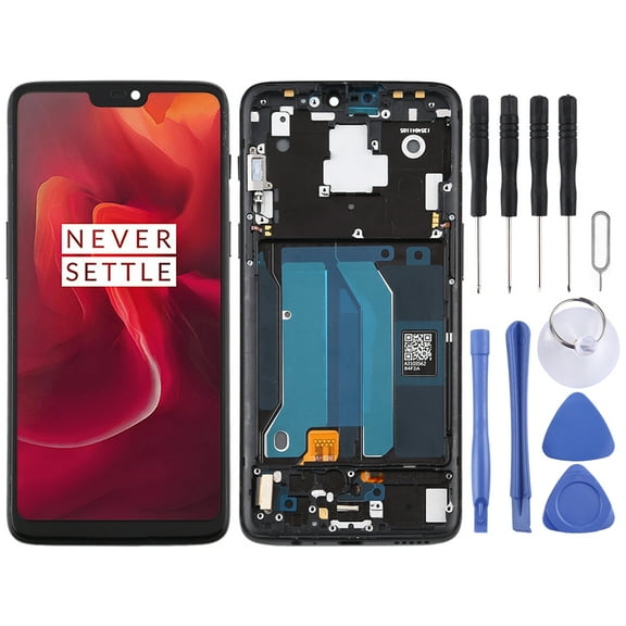 Cellphone Repair Parts For OnePlus 6 A6000 TFT Material LCD Screen and Digitizer Full Assembly with Frame (Black)