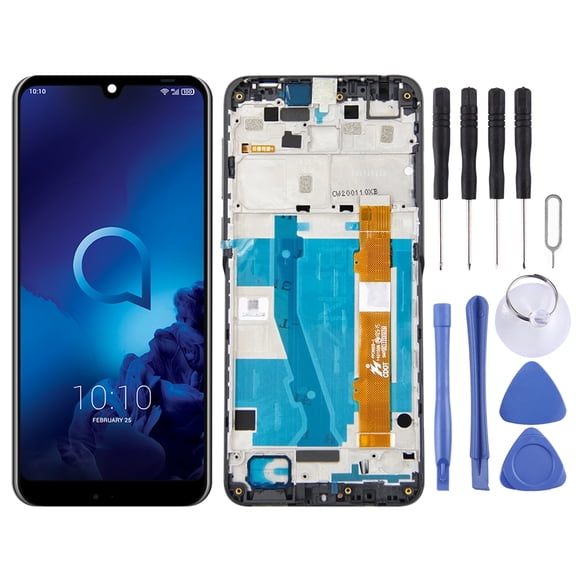 Cellphone Repair Parts LCD Screen and Digitizer Full Assembly with Frame for Alcatel 3 / 3L 2019 OT-5053 5053K(Black)