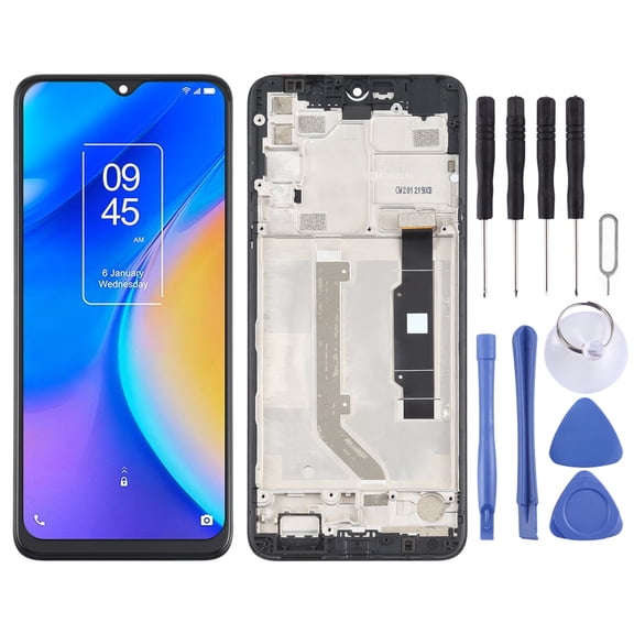 Cellphone Repair Parts TFT LCD Screen for TCL 20 SE T761H Digitizer Full Assembly with Frame (Black)