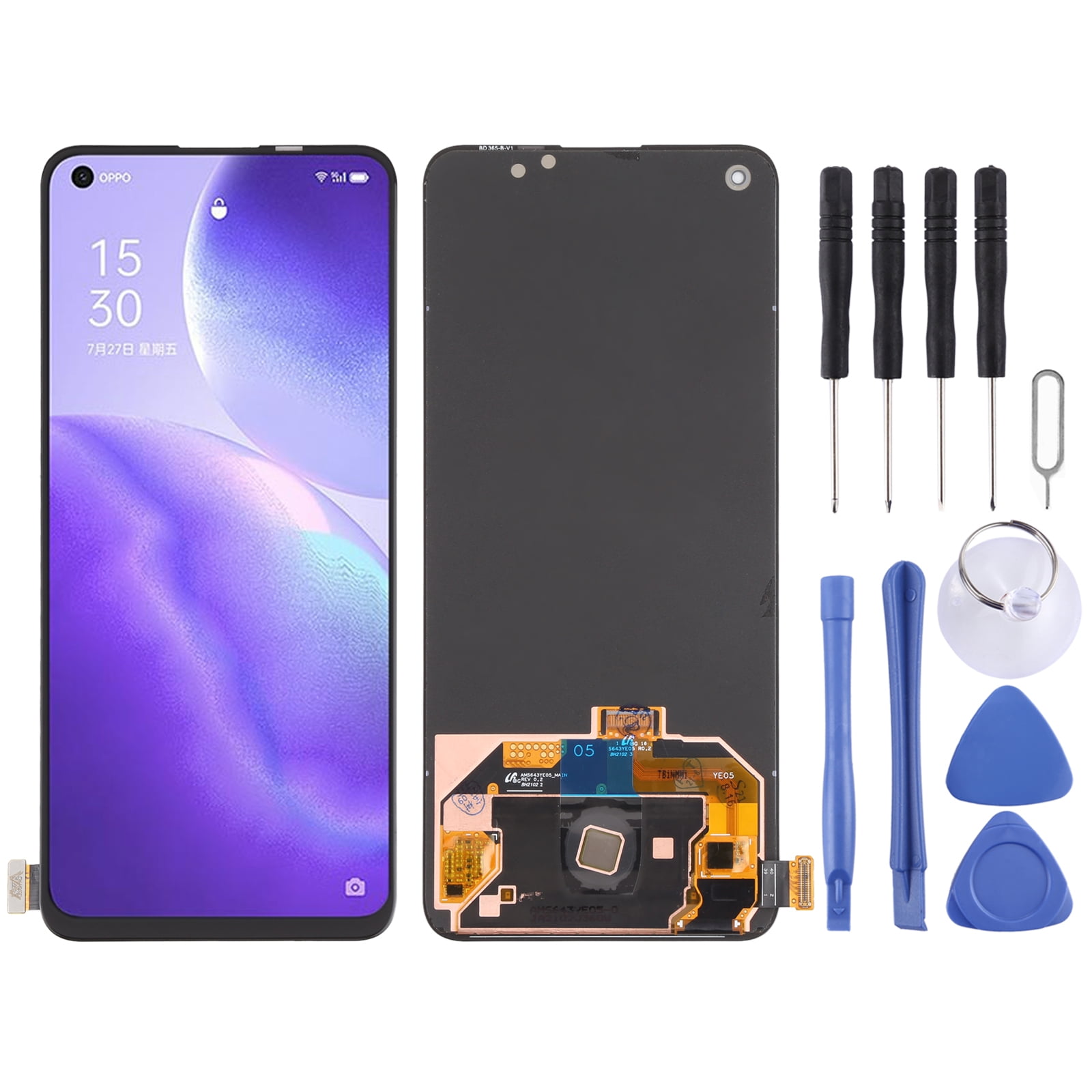 RongZy LCD Display per 6.43 Oppo Find X3 Lite 5G / Reno5 5G CPH2145 Schermo LCD Touch Screen Assemblea Sostituzione di Vetro Digitalizzatore con Strumenti(Nero