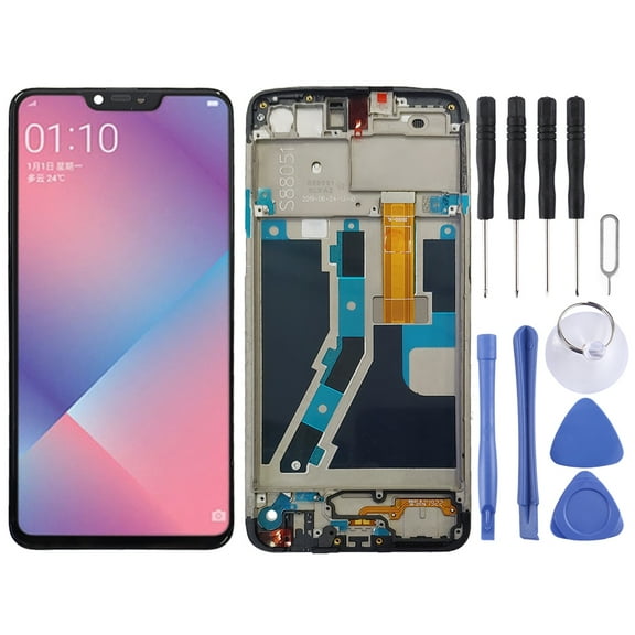 Cellphone Spare Parts TFT LCD Screen for OPPO A5 / A3s Digitizer Full Assembly with Frame (Black)