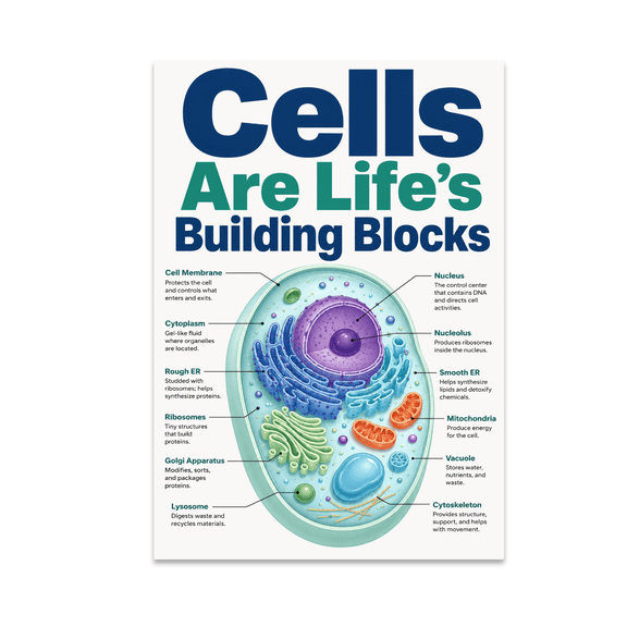 Cells Are Life's Building Blocks - Science Enthusiast - 13x19 Poster Print