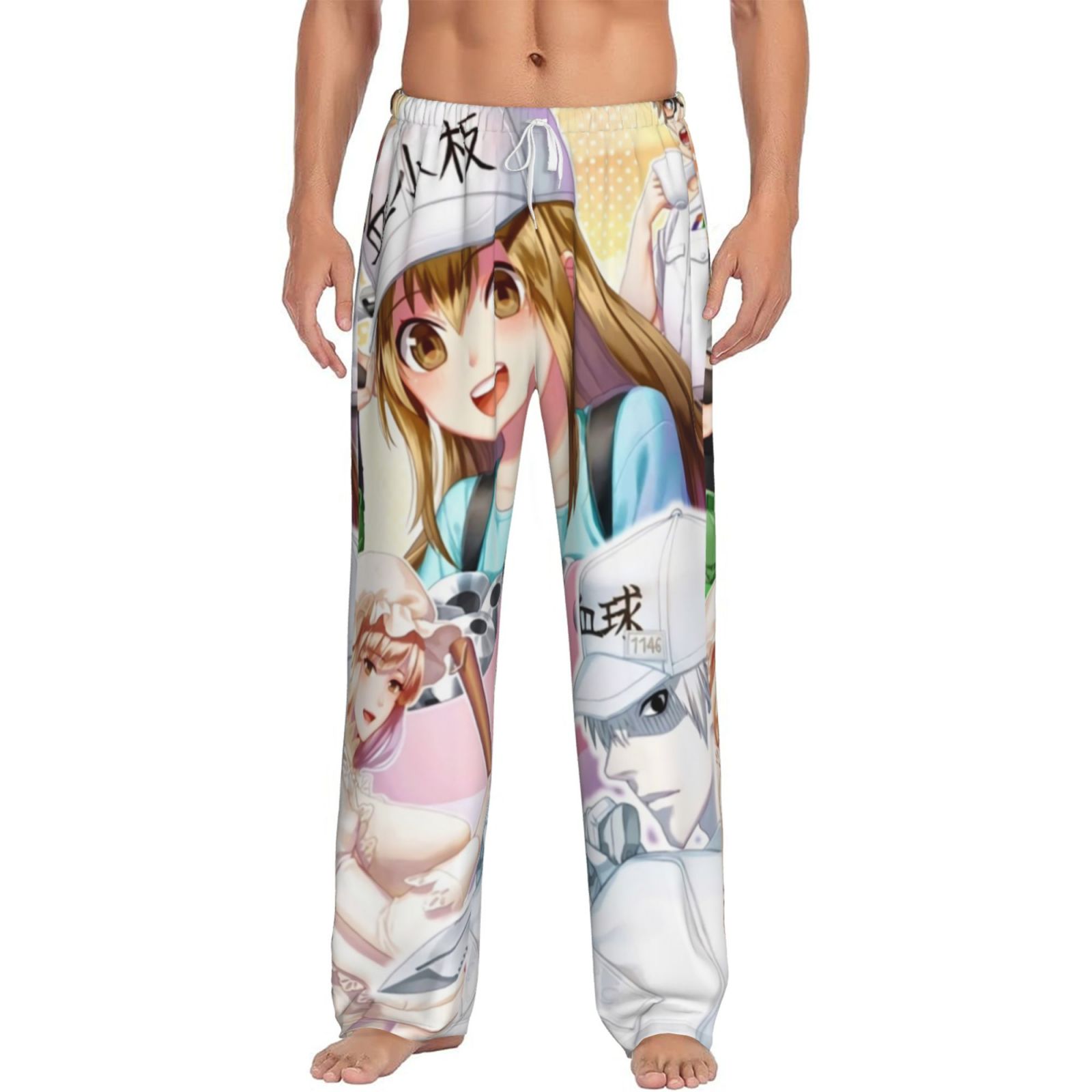 Cells At Work Anime Cartoon All-Over Print Men'S Black Pajama Pants ...