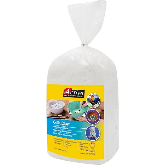 CelluClay Instant Paper Mch, White, 4lb (1.8kg) Sculpting & Texturing Material for Arts & Crafts
