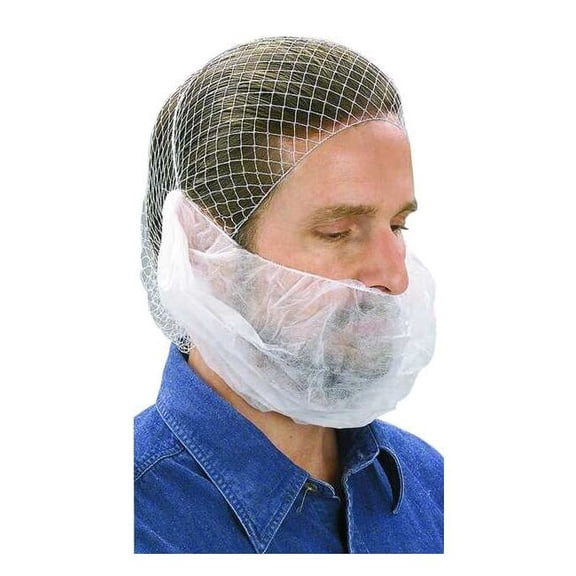 Beard Restraint Cover, Polypropylene, Universal Size, White, 100PK