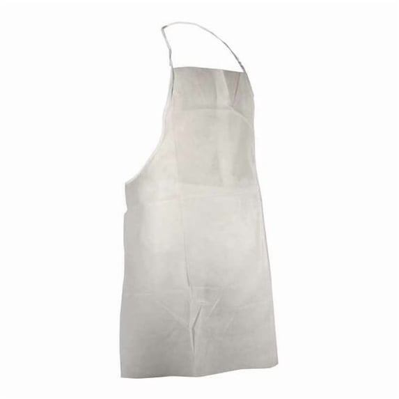 Bib Apron, Polypropylene, Serged, 1 mil, 36 in, White, Universal, 100 PK 110