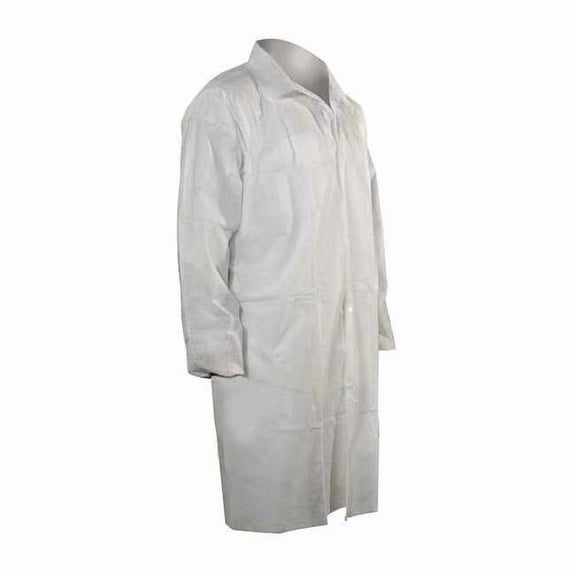 Disposable Lab Coat, Polypropylene, Snaps Closure, White, S, 25 PK 3302EWSS