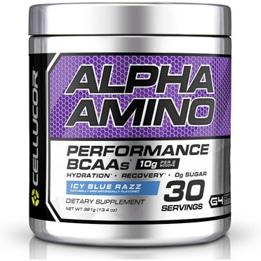 Cellucor Alpha Amino EAA & BCAA Powder, Icy Blue Razz, 30 Servings