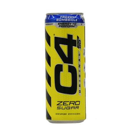 C4 Original Energy Drink, Sparkling Frozen Bombsicle, 12oz, 4 Pack Cans