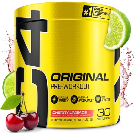 C4 Original Pre Workout Powder, 150mg Caffeine Energy Formula with Beta Alanine & Creatine for Endurance, Focus & Performance, Zero Sugar Preworkout for Men & Women – Cherry Limeade, 30 Servings