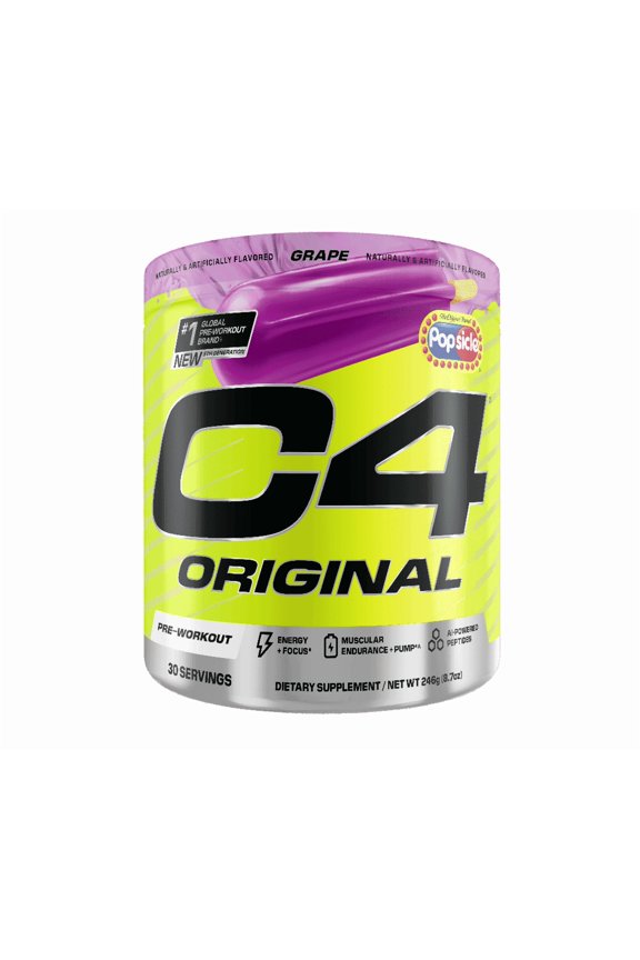 C4 Original Pre-Workout Powder, Grape Popsicle Flavor, 30 Servings