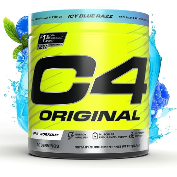 C4 Original Pre-Workout Powder, Icy Blue Razz, 30 Servings