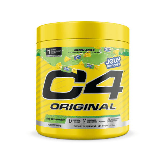 C4 Original Pre-Workout Powder, Jolly Rancher Green Apple Flavor, 30 Servings