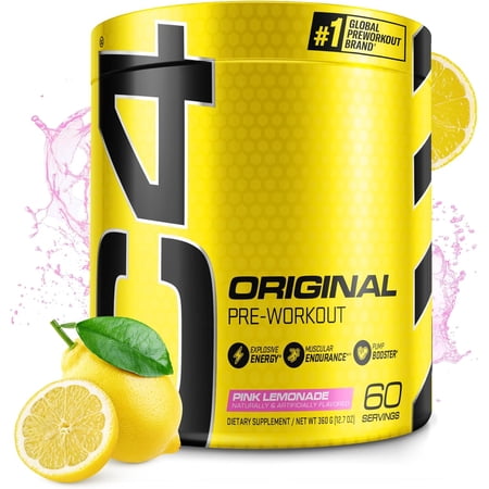 C4 Original Pre Workout Powder, 150mg Caffeine Energy Formula with Beta Alanine & Creatine for Endurance, Focus & Performance, Zero Sugar Preworkout for Men & Women – Pink Lemonade, 60 Servings
