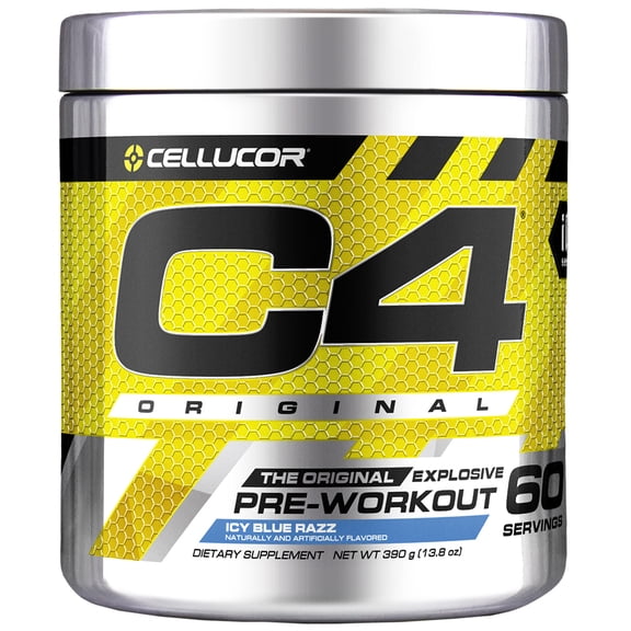 Cellucor C4 Original Pre Workout Powder, Sugar Free Preworkout Energy Supplement for Men & Women, 150mg Caffeine + Beta Alanine + Creatine, Icy Blue Razz, 60 Servings