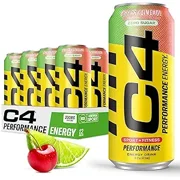 C4 Performance Energy Drink, Cherry Limeade, Zero Sugar, Carbonated, 16oz can (12 Pack)
