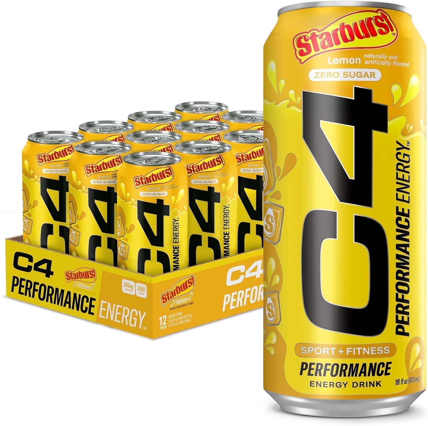 Cellucor C4 Sugar-Free Energy Drink, Starburst Lemon, 16 Oz (12