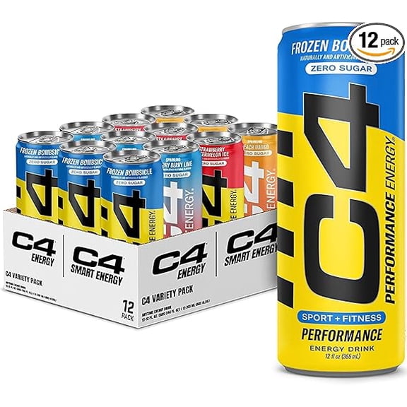 Cellucor C4 Performance & Smart Energy Drink Official Variety Pack | Zero Sugar Carbonated Preworkout Energy | 150+200mg Caffeine with Beta Alanine | 4 Flavors | 12 Fl Oz (12 Pack)