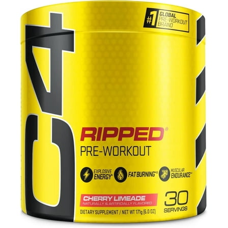 C4 Ripped Pre-Workout Powder, Cherry Limeade, 30 Servings
