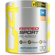 C4 Sport Ripped Pre Workout Powder, Arctic Snow Cone, 30 Servings