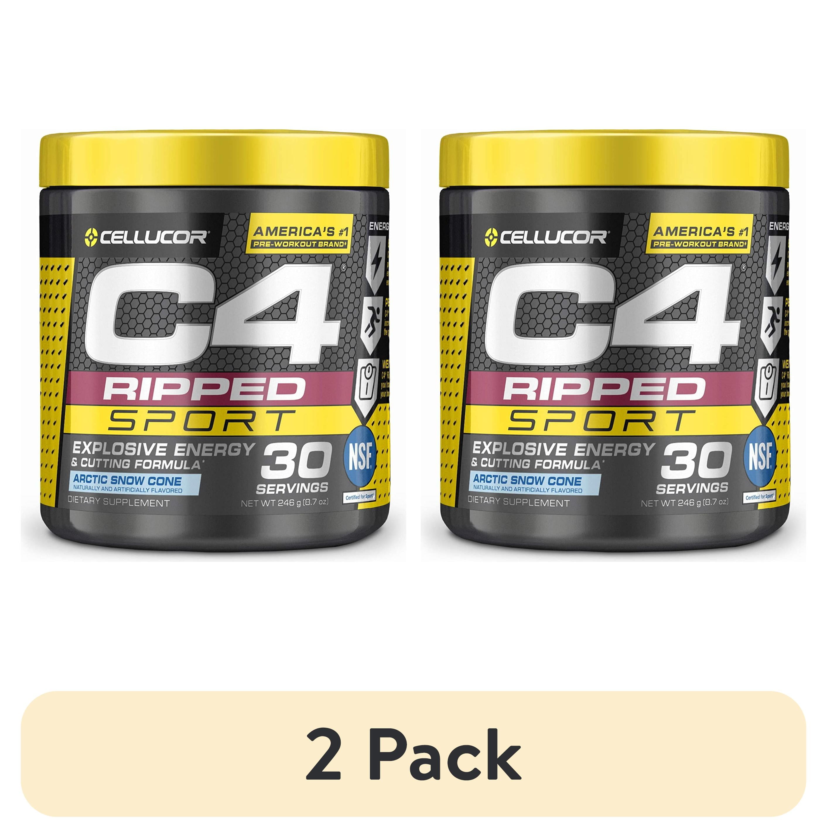 (2 pack) C4 Ripped Sport Pre Workout Powder Arctic Snow Cone NSF Certified for Sport + Sugar