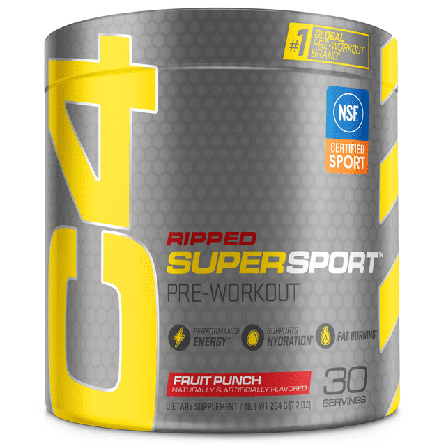 Cellucor C4 Ripped Super Sport PreWorkout Powder, Fruit Punch, Energy