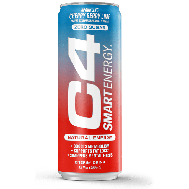 C4 Smart Energy Drink, Sparkling Cherry Berry Lime, 12oz, Single Can