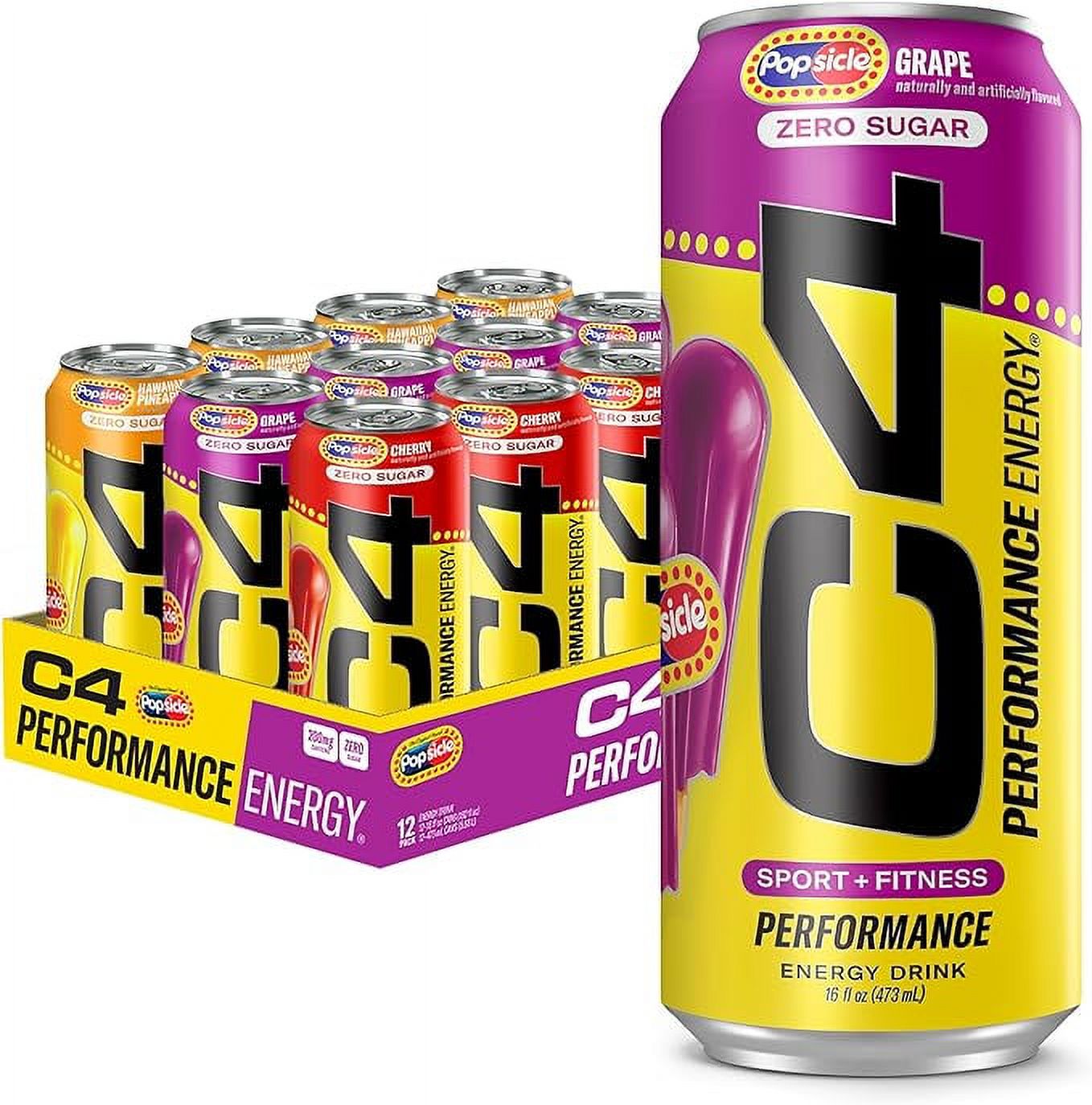 Cellucor C4 Smart Energy Popsicle Variety Pack, 12 oz, 12 Pack