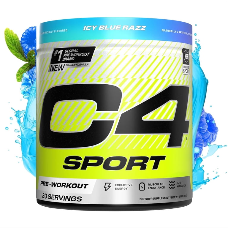 Cellucor C4 Sport Pre-Workout Powder Icy Blue Razz 20 Servings with Energy and Endurance - Walmart.com Cellucor C4 Sport Pre-Workout Powder Icy Blue Razz 20 Servings with Energy and Endurance - Walmart.com