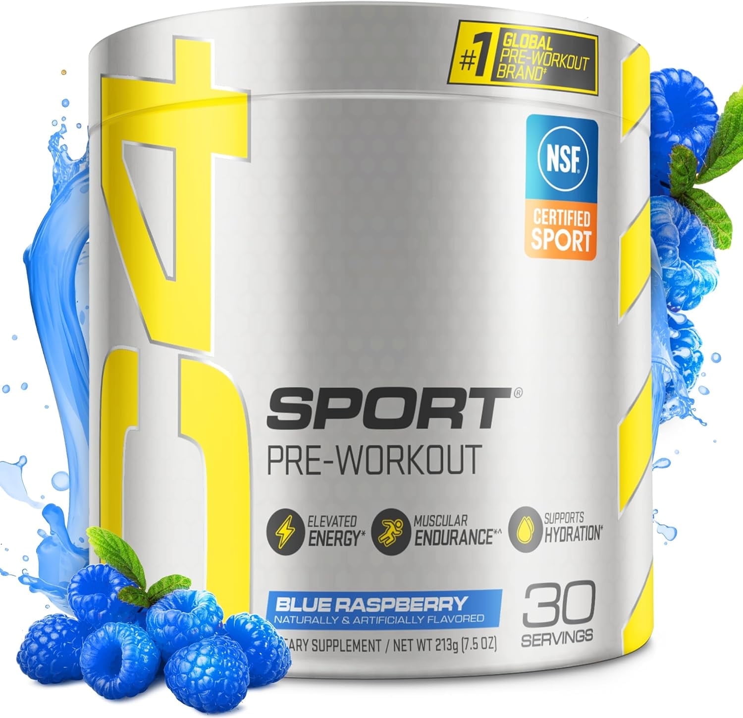 C4 Sport Pre Workout Powder, Blue Raspberry Flavor, 30 Servings