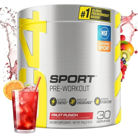 C4 Sport Pre Workout Powder, Fruit Punch, 30 Servings