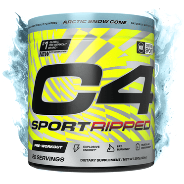 C4 Ripped Pre-Workout Powder, Arctic Snow Cone, 20 Servings