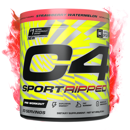 C4 Sport Ripped Pre-Workout Powder, Strawberry Watermelon, 20 Servings