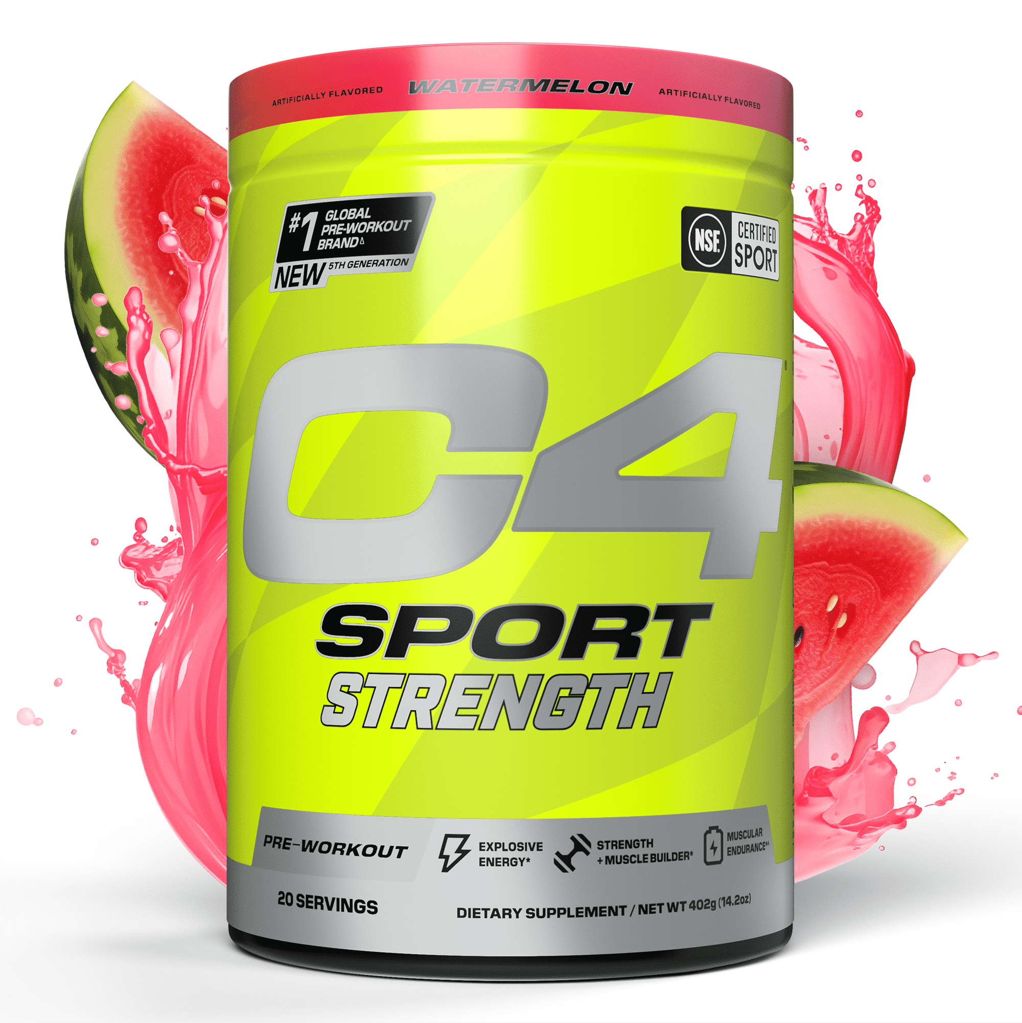 C4 Sport Strength Pre-Workout Powder, Watermelon, 60 Servings