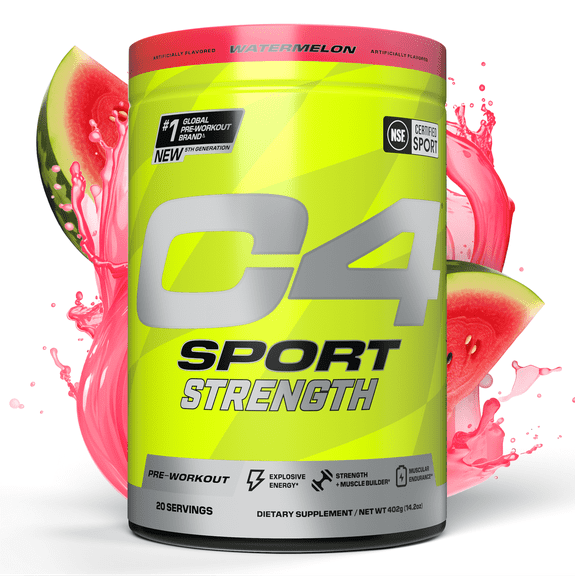 C4 Sport Strength Pre-Workout Powder, Watermelon, 60 Servings
