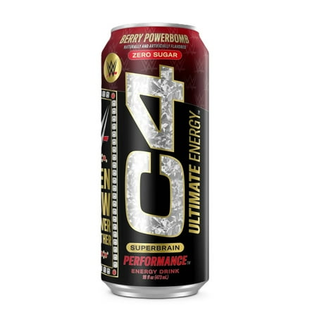 C4 Ultimate Energy Drink, WWE Berry Powerbomb, 16oz, Single Can