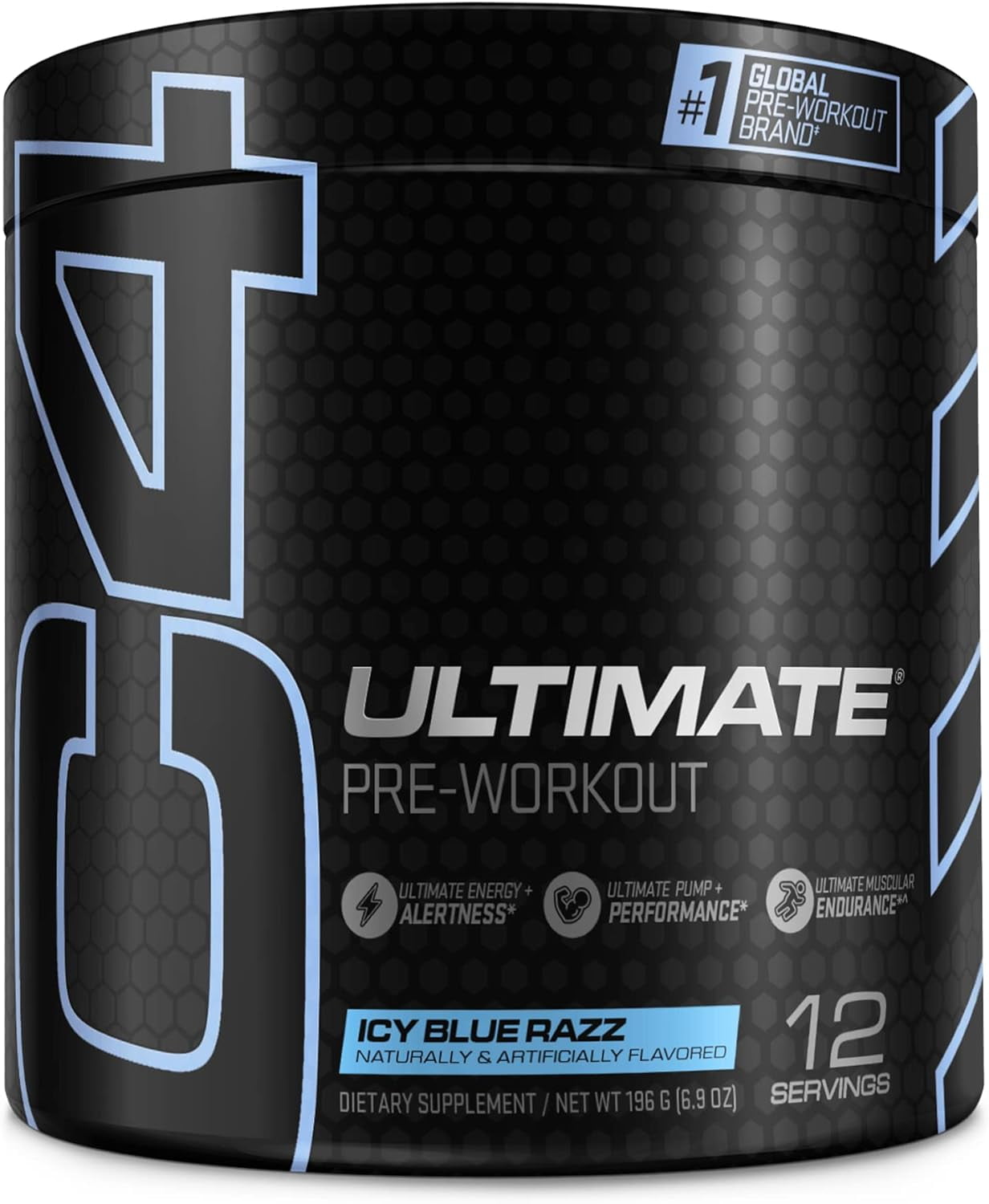 Cellucor C4 Ultimate Pre Workout Powder ICY Blue Raz | Sugar Free Preworkout Energy Supplement for Men & Women | 300mg Caffeine + 3.2g Beta Alanine + 2 Patented Creatines | 12 Servings