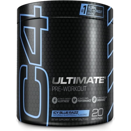 C4 Ultimate Pre Workout Powder, Icy Blue Razz, 20 Servings