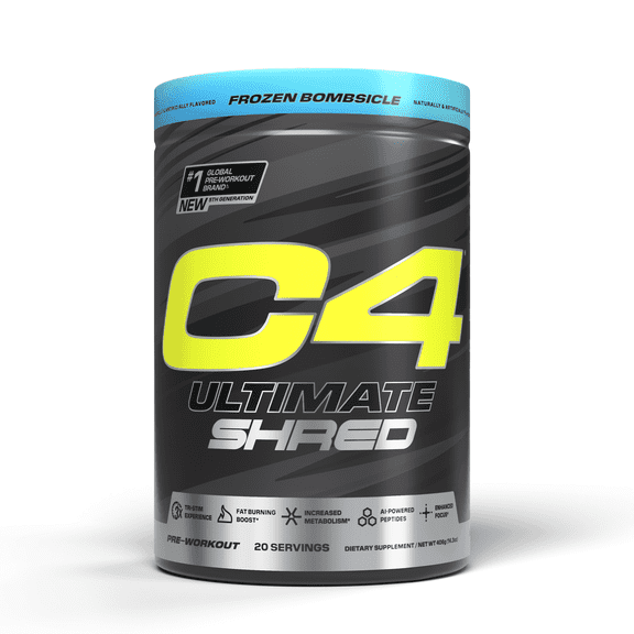 C4 Ultimate Shred Pre-Workout Powder, Frozen Bombsicle, 20 Servings