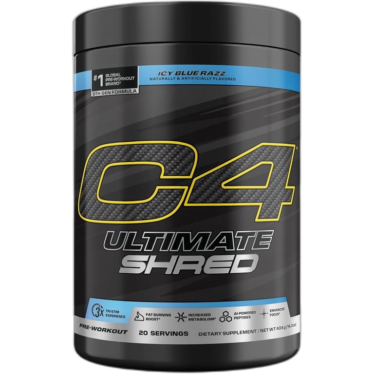 Cellucor, C4 Ultimate Shred Pre-Workout Powder, 11.1 oz, Ice Blue