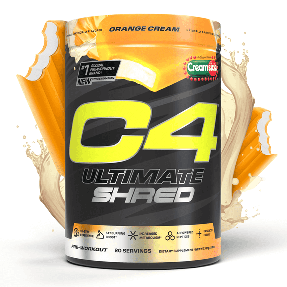 C4 Ultimate Shred Pre-Workout Powder, Orange Creamsicle Flavor, 20 Servings
