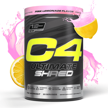 C4 Ultimate Shred Pre-Workout Powder, Pink Lemonade Flavor, 20 Servings