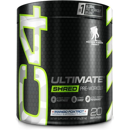 C4 Ultimate Shred x Wounded Warrior Project Pre Workout Powder, Mango Foxtrot, 20 Servings