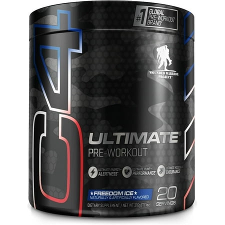 C4 Ultimate x Wounded Warrior Project Pre-Workout Powder, Freedom Ice, Sugar Free, Unisex, 20 Servings
